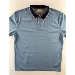 Thread Wave Mens Textured Polo Shirt Blue Short Sleeve MKT780FD Large